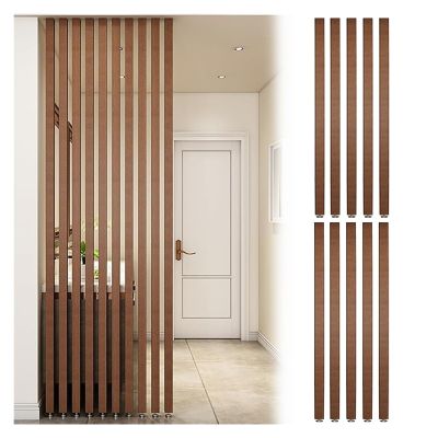 Wood Slats Screen Partition Post 1 Pack 10 Pack, Floor to Ceiling Wall Partition Post Room Divider Adjustable Height, for Home Hotel Office Entrance, No Need To Drill(10 pack,195cm/76.7in/6.4ft)