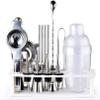 YQYBF Cocktail Shaker Set | 17-Piece Bartender Kit | Bartender Mixing Tool Kit with Elegant Wooden Stand | Premium Bar Set | Best Gifts Ideas for Him (Husband, Boyfriend, Dad)(White,700ml) view 1