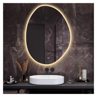 ZJSMP Bathroom Mirror, 28x36 Inch Minimalist Intelligent Bath Mirrors Home Bedroom Makeup Mirrors Wall-Mounted Touch Screen Irregular Bathroom Mirror with Light
