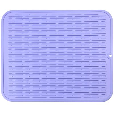 MicoYang Silicone Dish Drying Mat for Multiple Usage,Easy clean,Eco-friendly,Heat-resistant Silicone Mat for Kitchen Counter or Sink,Refrigerator or Drawer Liner Light Purple XL 18 inches x 16 inches