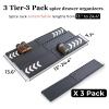 Homhut Spice Drawer Organizer, 3 Tier- 3 Pack Drawer Seasoning Organizer Expandable from 13" to 24.4", Spice Rack for Kitchen Drawers, Spice Organization Insert Tray for Drawer (Jars not included) view 2