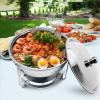 PRIJESSE Chafing Dish Buffet Set Stainless Steel Food Warmer Chafer Complete Set with Water Pan, Chafing Fuel Holder for Party Catering (4 Pack, Full Pan x2 + Round 6QT x2) view 2