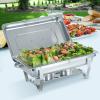 PRIJESSE Chafing Dish Buffet Set Stainless Steel Food Warmer Chafer Complete Set with Water Pan, Chafing Fuel Holder for Party Catering (4 Pack, Full Pan x2 + Round 6QT x2) view 3