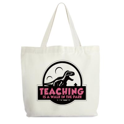 Teacher Tote Bag For Women, Teaching Is A Walk In The Park Tote Bags, Teacher Appreciation Gift Bag, Dinosaur Teacher Canvas Tote For Teacher's Day Christmas, Shoulder Bag For Women Teacher -84