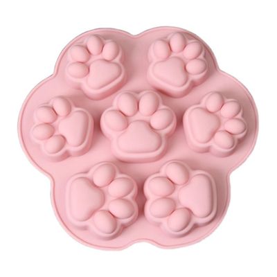 1PC Silicone Paw Molds DIY Reusable Baking Mold 7 Cavities Food Grade Fondant Moulds Pink.