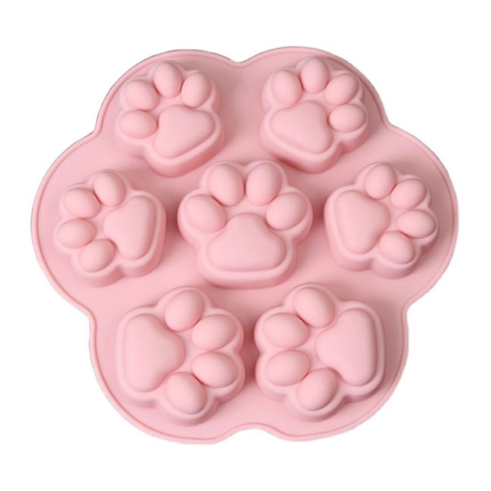 1PC Silicone Paw Molds DIY Reusable Baking Mold 7 Cavities Food Grade Fondant Moulds Pink.