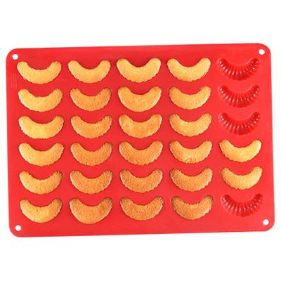 1PC Christmas Chocolate Moulds 30 Grids Crescent-Shaped Silicone Candy Molds Non Stick Red Wax Melt Molds for Cookies Parfait Ice Crafts Cakes Baking.
