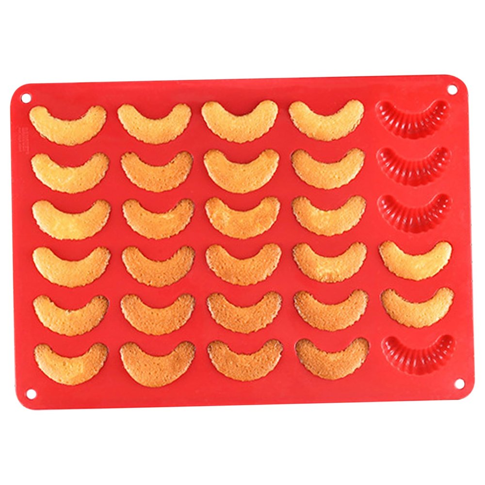 1PC Christmas Chocolate Moulds 30 Grids Crescent-Shaped Silicone Candy Molds Non Stick Red Wax Melt Molds for Cookies Parfait Ice Crafts Cakes Baking.