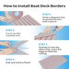 OCEANBROAD Boat Flooring EVA Foam Self-Adhesive 96''x2.4'' Faux Teak Marine Boat Decking Sheet for Jon Boats Yacht Floor, Gray with Red Seam Lines view 3