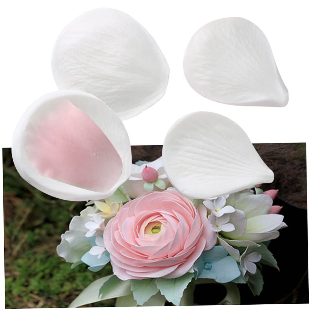 4PCS/Set Sugar Craft Petals Veiner Meridians Flower Simulation Baking Cake Mold Home Non Stick Silicone Heat Resistant Reusable.