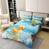 100% Cotton 3D Cartoon Duck Duvet Cover Blue Watercolor Clear Sea Waves Bedding Set for Kids Boys Girls Teens Tropical Tree Cute Animal Summer Theme Comforter Cover,2 Pillowcases(No Comforter) King view 2