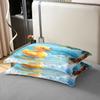 100% Cotton 3D Cartoon Duck Duvet Cover Blue Watercolor Clear Sea Waves Bedding Set for Kids Boys Girls Teens Tropical Tree Cute Animal Summer Theme Comforter Cover,2 Pillowcases(No Comforter) King view 4