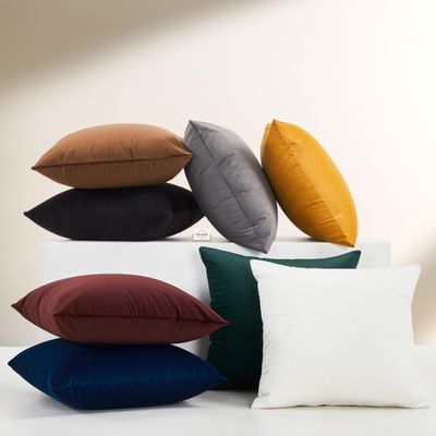 CLOUDOTE Solid Color Velvet Throw Pillow with Insert Included (Dark Green, 24"x24"), Decorative Pillow for Sofa, Couch, Bed, Chair Cushion