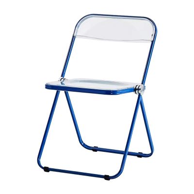 Acrylic Folding Chairs, Clear Chair Foldable and Stackable, Plastic Panel & Metal Chrome Frame, Weight Capacity 440 lbs(Transparent)