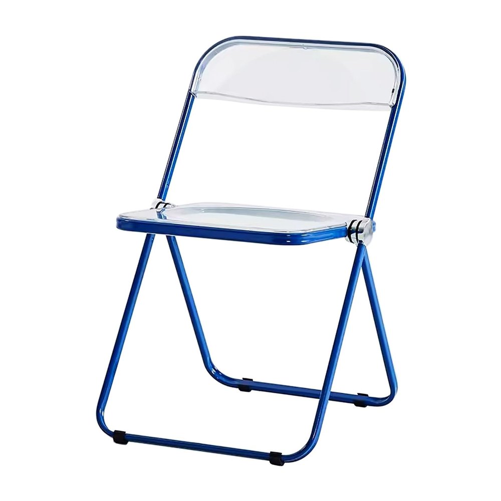 Acrylic Folding Chairs, Clear Chair Foldable and Stackable, Plastic Panel & Metal Chrome Frame, Weight Capacity 440 lbs(Transparent)