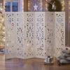 5.6Ft Room Divider Folding Wood Classical Carved Partition Screen for Home Office Garden - 6 Panels (White) view 1