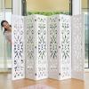 5.6Ft Room Divider Folding Wood Classical Carved Partition Screen for Home Office Garden - 6 Panels (White) view 2