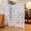 5.6Ft Room Divider Folding Wood Classical Carved Partition Screen for Home Office Garden - 6 Panels (White) view 4