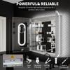 ExBrite 30 x 32 Lighted Medicine Cabinet with Mirror, Front&Backlit led Medicine Cabinet,Clock Temp Display,Defog,5X Magnifier,3 Colors Temper Dimmable,Surface or Recessed Mount,Door Wide Open view 4