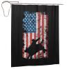 CHENYONAS Bull Riding Us Flag Bull Rider Bathroom Fabric Shower Curtain with 12 Buckles and Hooks, Washable, Waterproof, 60x72 Inches Black view 1