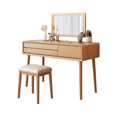 BAYTEWJX Wooden Makeup Desk for Bedroom Dressing Room Dressing Table with Mirror Vanity Table Set Wooden Makeup Desk with Stool Modern Dressing Table for Bedroom Makeup Room Girls Women.