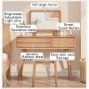 BAYTEWJX Wooden Makeup Desk for Bedroom Dressing Room Dressing Table with Mirror Vanity Table Set Wooden Makeup Desk with Stool Modern Dressing Table for Bedroom Makeup Room Girls Women. view 3