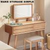 BAYTEWJX Wooden Makeup Desk for Bedroom Dressing Room Dressing Table with Mirror Vanity Table Set Wooden Makeup Desk with Stool Modern Dressing Table for Bedroom Makeup Room Girls Women. view 4