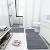 Buganda Meomry Foam Bathroom Mat and Toilet Rugs U-Shaped, Bath Rug Size 60 x 24 and Toilet Rugs Size 24 x 20 in Dark Grey, 2 Item Bundle view 2