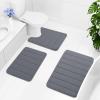 Buganda Meomry Foam Bathroom Mat and Toilet Rugs U-Shaped, Bath Rug Size 60 x 24 and Toilet Rugs Size 24 x 20 in Dark Grey, 2 Item Bundle view 3