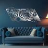 4 Elements Symbols Wall Decor, Four Elements Wall Art, Kinetic Wall Art, Fourth Element, Flower, Sun, Water, Air, Triangular Four Elements Symbols, Wall Decor Living Room (Silver, 48"x20"|121x51cm) view 1