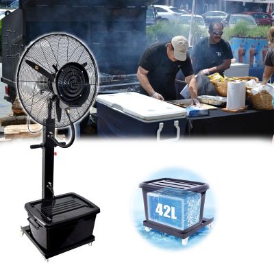 QHDPKU 26in/30in Outdoor Oscillating Misting Fan,Industrial Outdoor Spray Fan,Commercial Oscillating Pedestal Fan for Patio,Warehouse,Workshop,Factory And Basement(30inch)