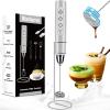 Colarlemo Milk Frother Handheld Rechargeable with Stand, Frother Wand Drink Mixer Electric Whisk for Coffee, Detachable With 3 Stainless Whisks, Hand Mixer for Lattes, Cappuccino, Matcha, Egg, Silver view 1