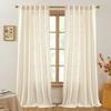 Deconovo Extra Long Back Tab and Rod Pocket Sheer Curtains for Bedroom, Solid Faux Linen Textured Curtains for Living Room, 52 Inch Width Semi Transparent Curtains for Studio 1pc,52x120 Inch Brich view 2