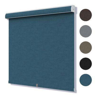 SLKWDOBD Cordless Roller Shades for Windows, Blackout Linen Roller Blinds with Thermal Insulated, Pull Down Jacquard Shades for Bedroom, Living Room, Office, Study Room (Navy, 26" W x 88" H)