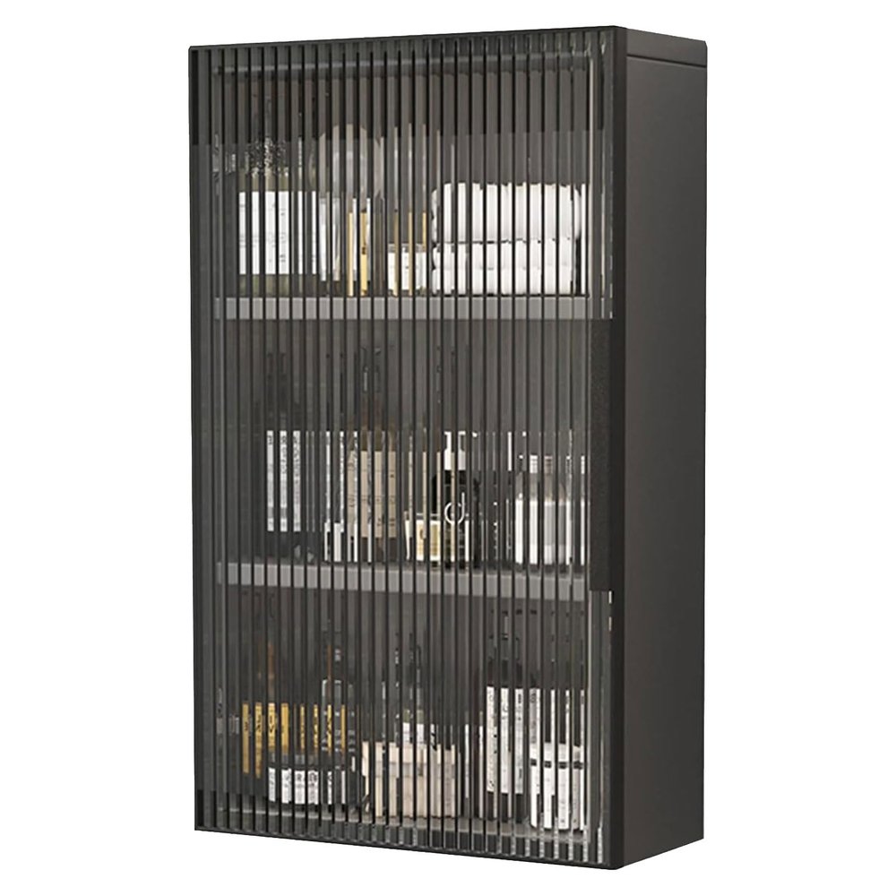 WCH Wall Cabinets Locker with Glass Door Multifunctional Multi-layer Wall Cabinet Living Room Entrance Bathroom Side Cabinet(Size:75 * 14 * 40cm,Color:Gray)