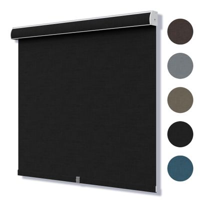 SLKWDOBD Cordless Roller Shades for Windows, Blackout Linen Roller Blinds with Thermal Insulated, Pull Down Jacquard Shades for Bedroom, Living Room, Office, Study Room (Black, 65" W x 72" H)