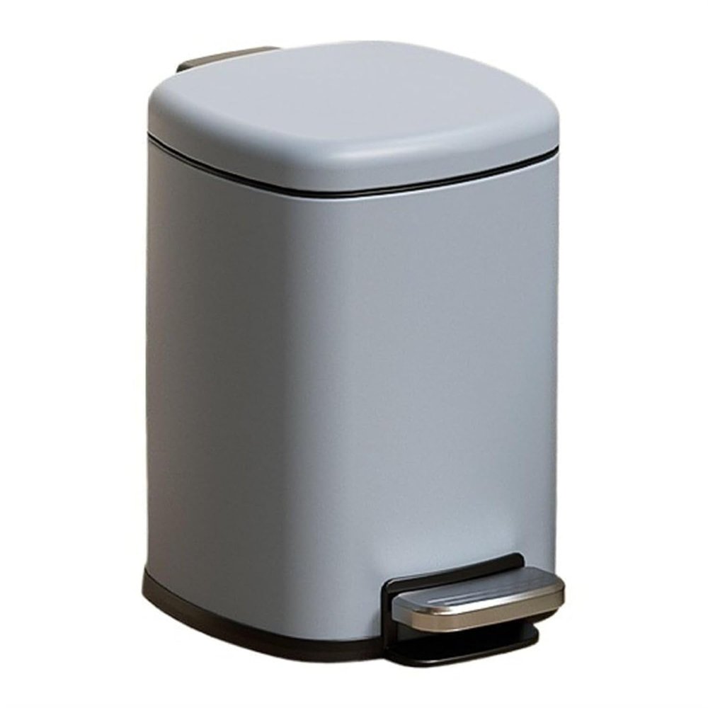 YUJUNDZSW Waste Bin Stainless Steel Step Trash Can, Round Metal Garbage Bin with Foot Pedal, Removable Inner Bucket and Handle for Living Room, Bedroom, Bathroom Rubbish Bin(Gris,6L)