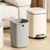 YUJUNDZSW Waste Bin Stainless Steel Step Trash Can, Round Metal Garbage Bin with Foot Pedal, Removable Inner Bucket and Handle for Living Room, Bedroom, Bathroom Rubbish Bin(Gris,6L) view 4