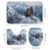 HDESDIS 4Pcs Nature Snow Forest Shower Curtain Sets with Rugs, Toilet Lid Cover and Bath Mat, Winter Mountain Snowmobile Bathroom Shower Curtains Set with 12 Hooks view 3