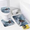 HDESDIS 4Pcs Nature Snow Forest Shower Curtain Sets with Rugs, Toilet Lid Cover and Bath Mat, Winter Mountain Snowmobile Bathroom Shower Curtains Set with 12 Hooks view 4