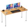 Need 54.3 Inch Large Computer Desk, Modern Simple Style Desk for Home Office, Basic Writing Table for Study Student, Teak White view 1