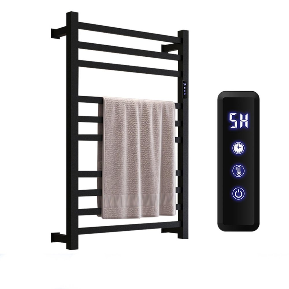 CYzpf Towel Rail Radiator,Towel Radiator Flat Panel Central Heated Radiator Versatile Wall Bathroom Radiators,780 X 500x 120mm,LED Touch Control Temperature Time,Black