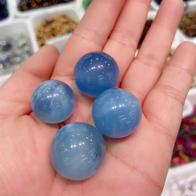 KatLin Natural Stone 1pc Natural Aquamarine Crystal Ball Crafts Polished Blue Aquamarine Sphere for Exquisite Jewelry Making(20-30g)