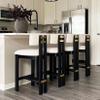 BESTANO 26 Inch Counter Stools Set of 4 Counter Height Bar Stools with Back and Black Solid Wood Legs Modern Farmhouse Linen Upholstered Kitchen Bar Stools Countertop Bar Chairs, Beige view 1