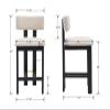 BESTANO 26 Inch Counter Stools Set of 4 Counter Height Bar Stools with Back and Black Solid Wood Legs Modern Farmhouse Linen Upholstered Kitchen Bar Stools Countertop Bar Chairs, Beige view 2