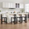 BESTANO 26 Inch Counter Stools Set of 4 Counter Height Bar Stools with Back and Black Solid Wood Legs Modern Farmhouse Linen Upholstered Kitchen Bar Stools Countertop Bar Chairs, Beige view 3