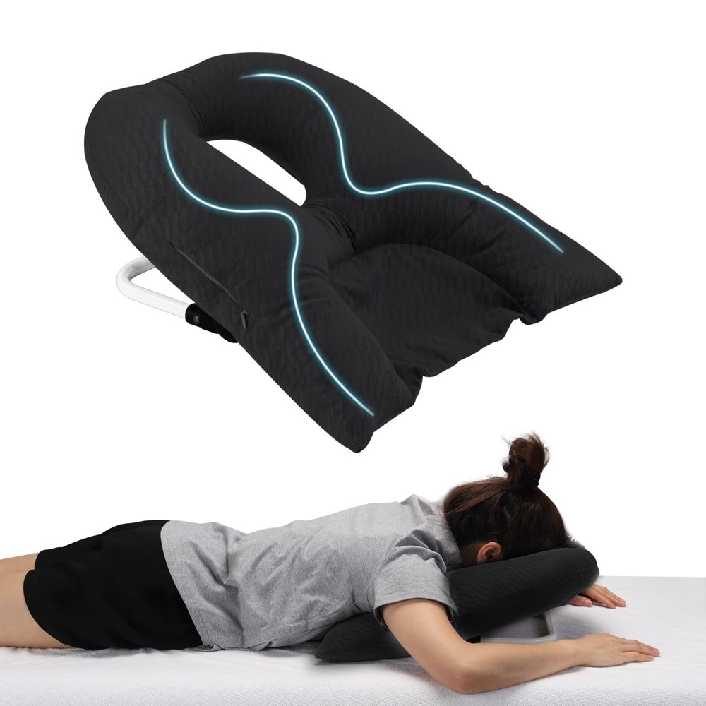 Beatvive Face Down Pillow for Sleeping, Prone Pillow for Vitrectomy or Retinal Surgery, Adjustable Height Face Down Sleep, Retina Lying Eye Surgery Recovery (Square Black)