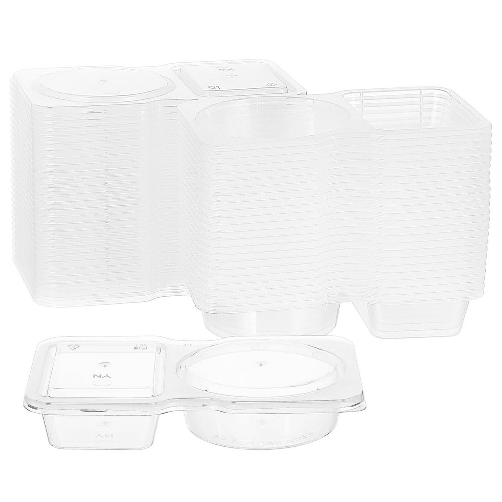 HOLIDYOYO 30 Pcs Double Compartment Condiment Container, Double Condiment Containers with Lids, Double Compartment Snack Containers for To-, Sampling, Travel Snack(130ml)
