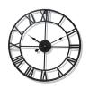 HCANte Wallclock Wall Clock,40/47CM Nordic Metal Roman Numeral Wall Clocks Retro Iron Round Face Black Gold Large Outdoor Garden Clock Home Decoration Wall Clocks(A,47 CM) view 1