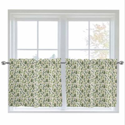 Autumn Leaves Kitchen Curtain 36 Inch Length Small Short Cafe Tiers Curtains Drape, Fall Vintage Farmhouse Eucalyptus Plant 2 Panel Window Treatment Rod Pocket Drapery Panels Curtains, 55x36